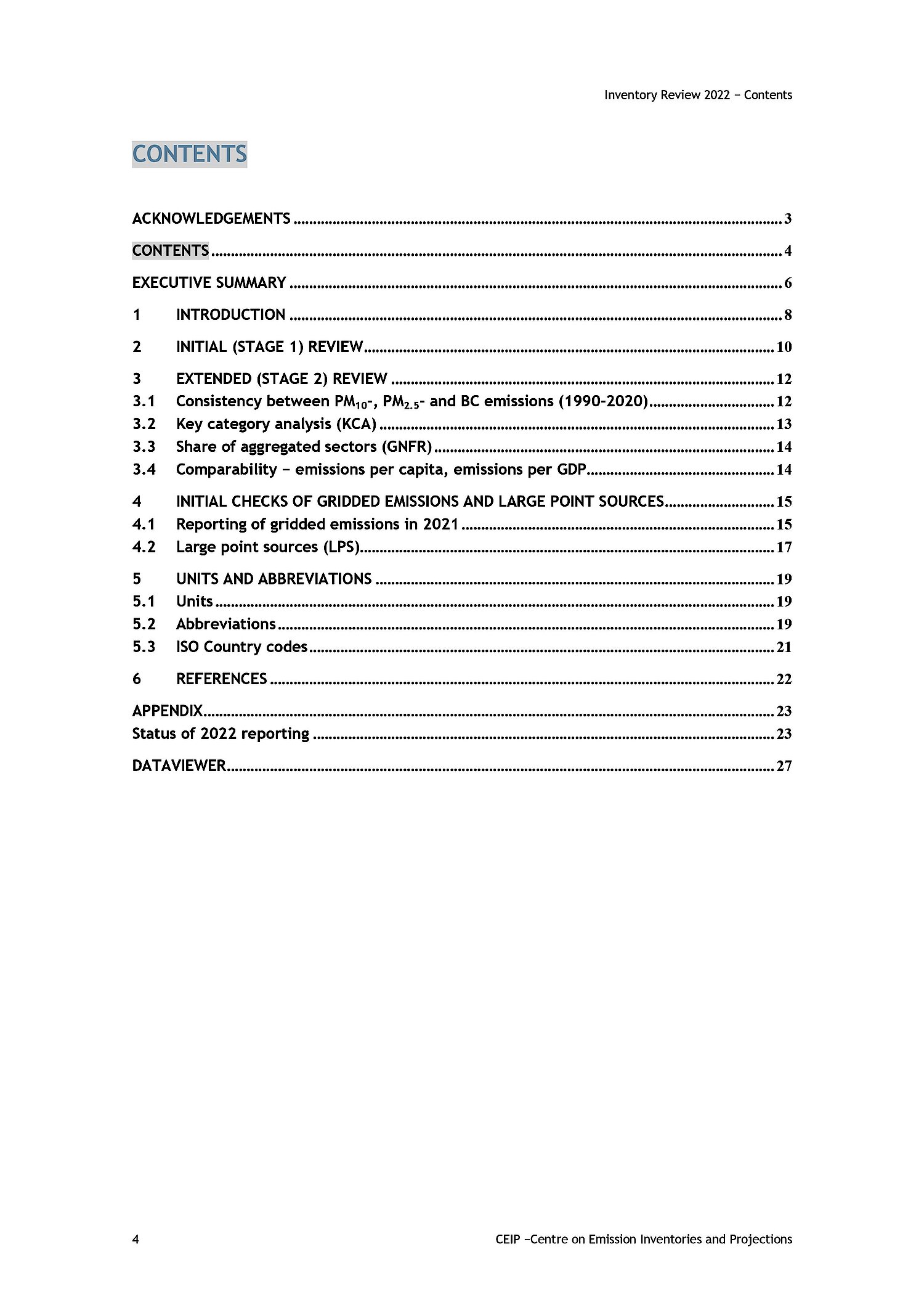 Table of Conent Review Report 2022